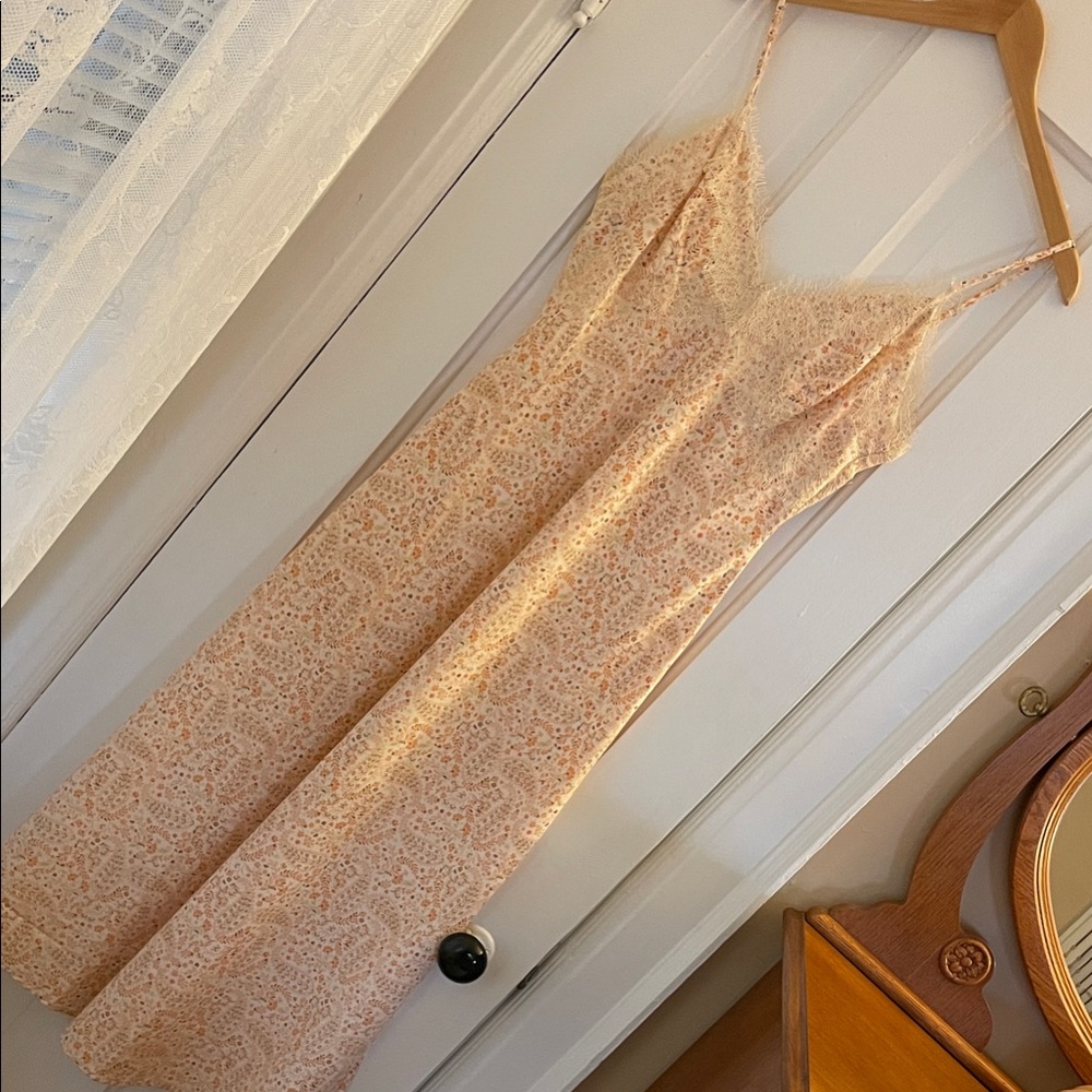 Loft Peach Lace Midi Dress